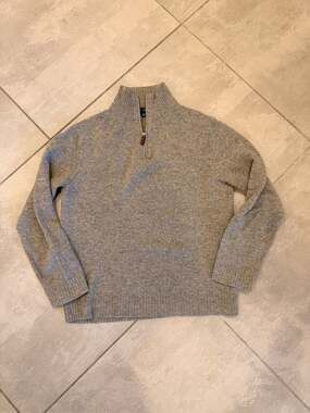 J.Crew Premium Lambswool Half-Zip Sweater Grey Size L